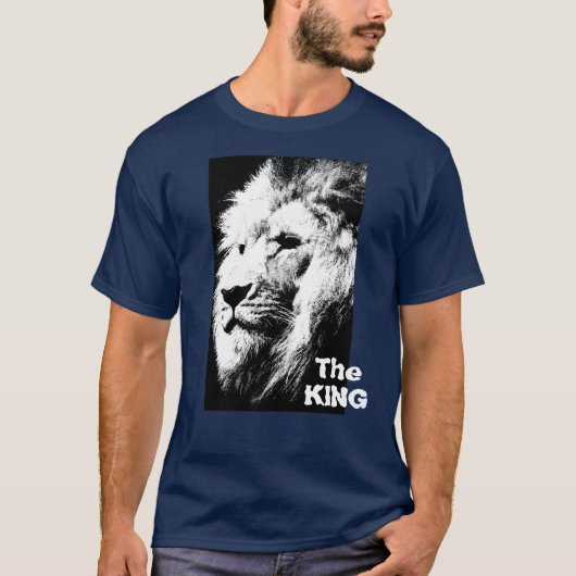 De koning Pop Art Lion Hoofd Sjabloon Moderne Mann T-shirt (Voorkant)