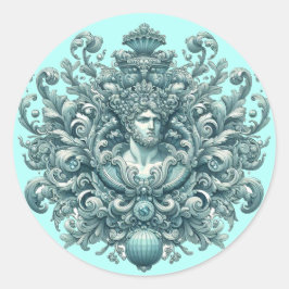 De koning van Aquamarin. Ronde Sticker