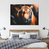 De koning van de Oerwoud - Tiger Canvas Afdruk (Insitu (Slaapkamer))