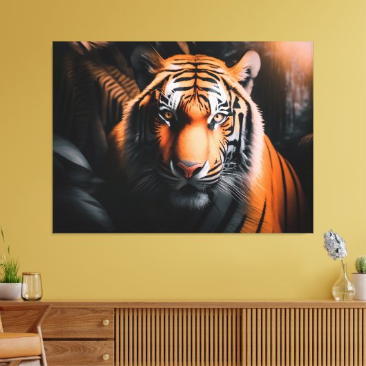 De koning van de Oerwoud - Tiger Canvas Afdruk (Insitu (Woonkamer))