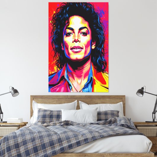 De koning van de Pop in elektrische kleuren Canvas Afdruk (Insitu (Slaapkamer))