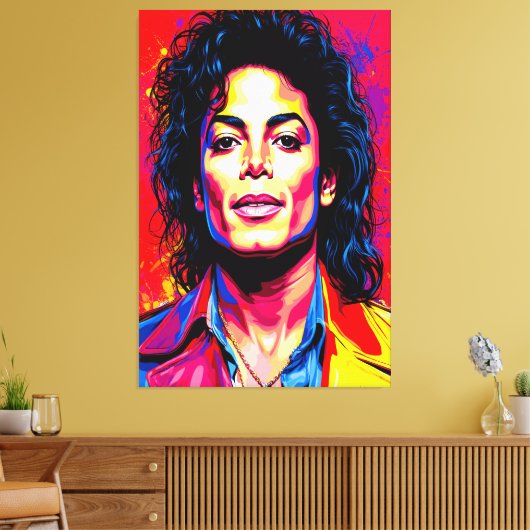 De koning van de Pop in elektrische kleuren Canvas Afdruk (Insitu (Woonkamer))