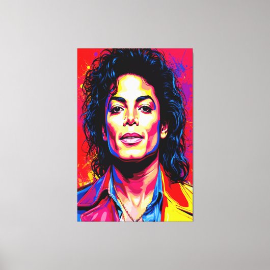 De koning van de Pop in elektrische kleuren Canvas Afdruk (Voorkant)