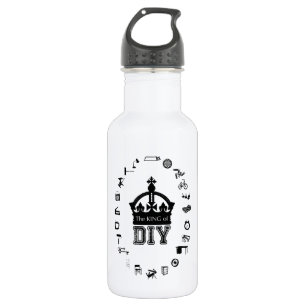 De koning van DIY Black Letters Liberty Bottle Waterfles