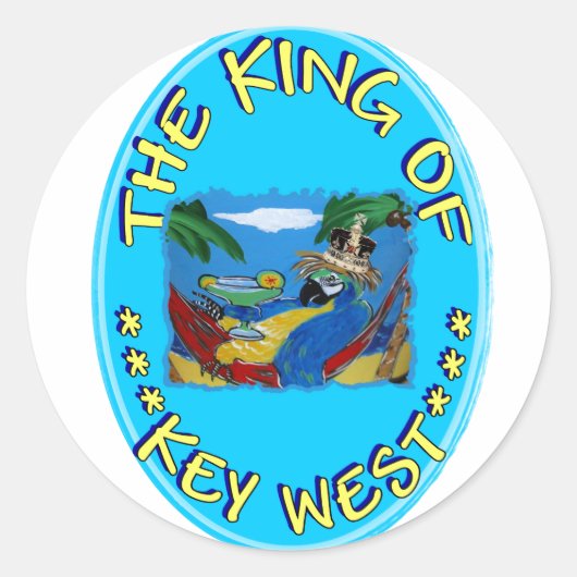 De Koning van Key West Ronde Sticker (Voorkant)