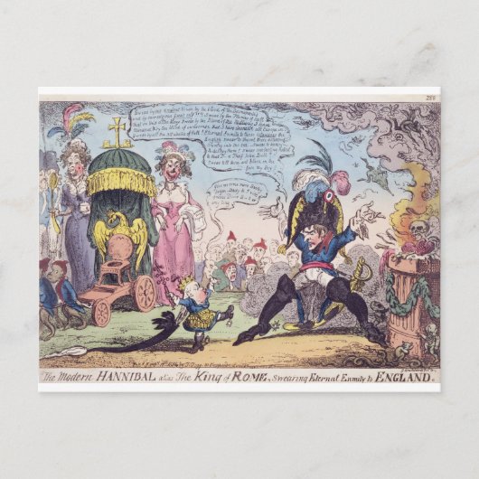 De koning van Rome, 1814 - cartoon die Napoleon to Briefkaart (Voorkant)