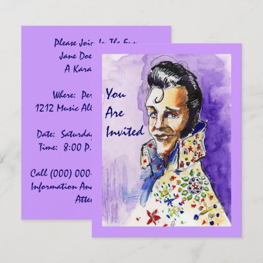 DE KONING VERZOEKT DE FUN KARAOKE PARTIJ ~ INVITAT KAART (Voorkant / Achterkant)