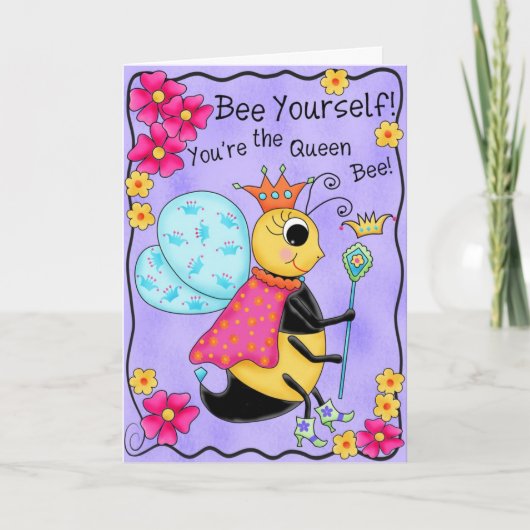 De koningin Bee Whimsy Honey Bee Yzelf Art Kaart (Voorkant)