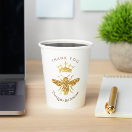 de koningin bij logo papieren bekers