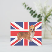 De Koningin Corgi met Kroon en Uniefanaat Briefkaart (Staand voorkant)