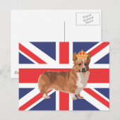 De Koningin Corgi met Kroon en Uniefanaat Briefkaart (Voorkant / Achterkant)
