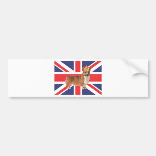 De Koningin Corgi met Kroon en Uniefanaat Bumpersticker
