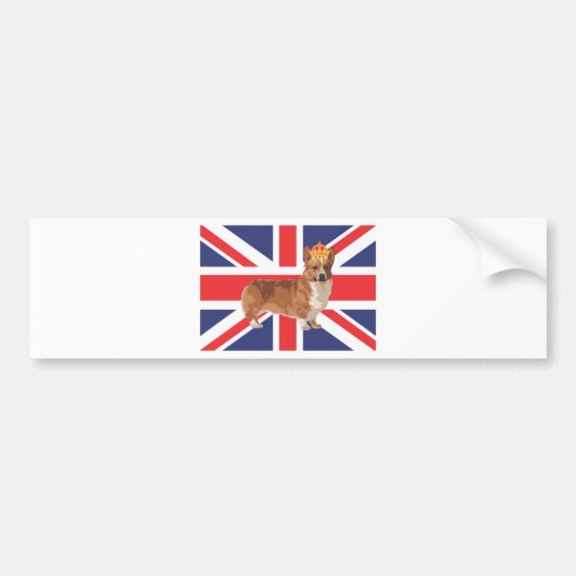 De Koningin Corgi met Kroon en Uniefanaat Bumpersticker (Voorkant)