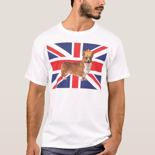 De Koningin Corgi met Kroon en Uniefanaat T-shirt (Voorkant)