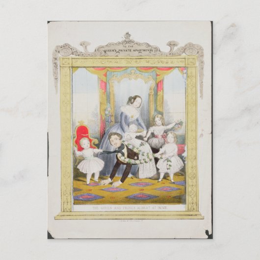 De koningin en prins Albert thuis Briefkaart (Voorkant)