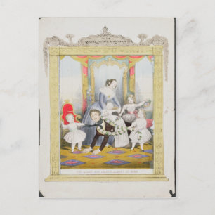 De koningin en prins Albert thuis Briefkaart