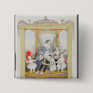 De koningin en prins Albert thuis Vierkante Button 5,1 Cm