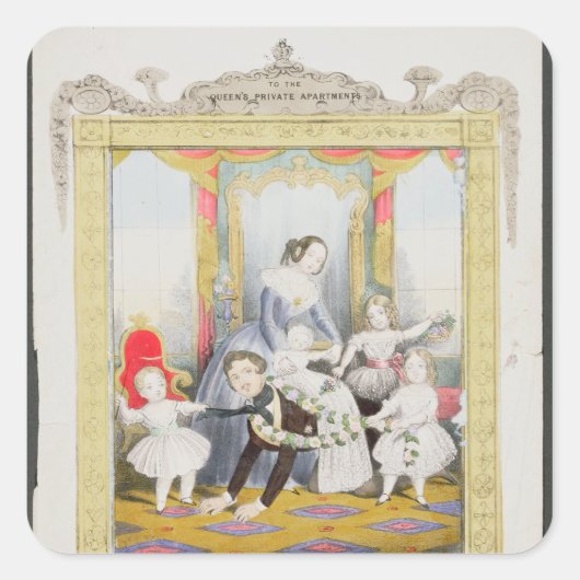 De koningin en prins Albert thuis Vierkante Sticker (Voorkant)