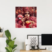 De koningin in de kroon met friet en alpaca poster (Thuiskantoor)