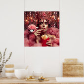 De koningin in de kroon met friet en alpaca poster (Keuken)