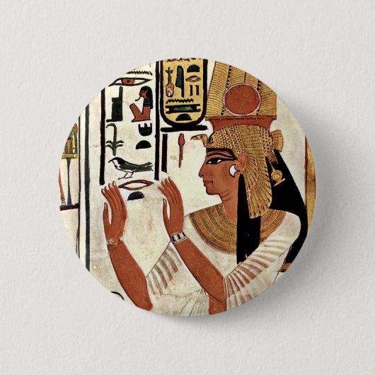 de koningin nefertari in de gebedsrust door maler  ronde button 5,7 cm (Voorkant)