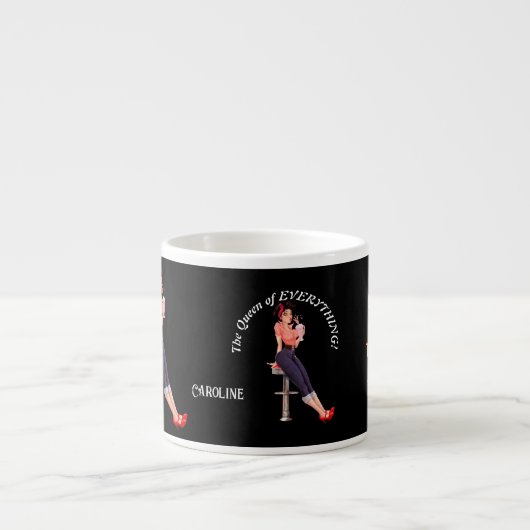 De koningin van alles. Tekst en naam bewerken Espresso Kop (Voorkant)