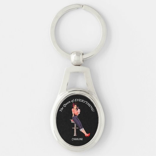 De koningin van alles. Tekst en naam bewerken Sleutelhanger (Voorkant)