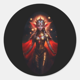 De Koningin van de Maan Watcher Elves poseert voor Ronde Sticker