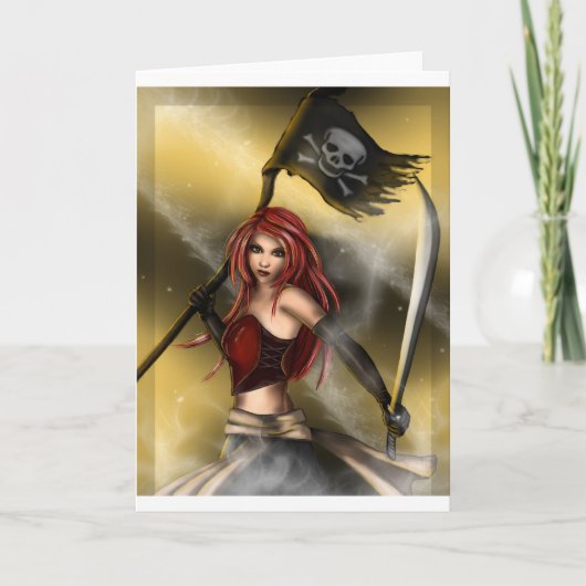 De Koningin van de piraat met Vlag Kaart (Voorkant)