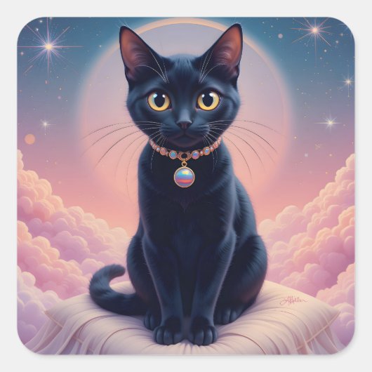De Koningin Van De Zwarte Kat Helse Vierkante Sticker (Voorkant)
