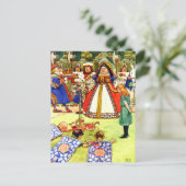 De koningin van harten en Alice in Wonderland Briefkaart (Staand voorkant)