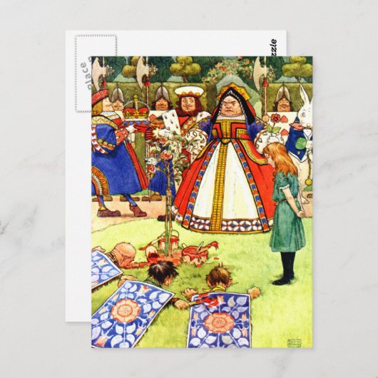 De koningin van harten en Alice in Wonderland Briefkaart (Voorkant / Achterkant)