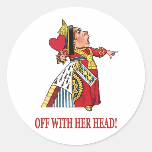 DE KONINGIN VAN HARTEN SCHREEUWT MET HAAR HOOFD RONDE STICKER (Voorkant)