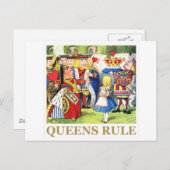 De koningin van harten zegt: "Koninginnen regeren! Briefkaart (Voorkant / Achterkant)