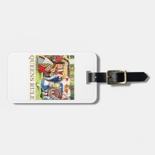 De koningin van het hart zegt: "Queens Rule!" Bagagelabel (Voorkant horizontaal)