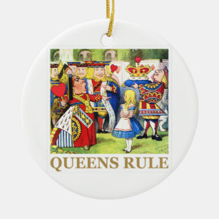 De koningin van het hart zegt: "Queens Rule!" Keramisch Ornament
