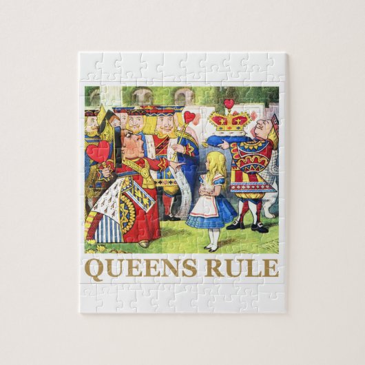 De koningin van het hart zegt: "Queens Rule!" Legpuzzel (Verticaal)