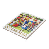 De koningin van het hart zegt: "Queens Rule!" Tegeltje (Zijkant)