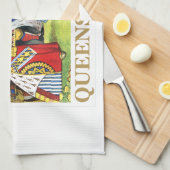 De koningin van het hart zegt: "Queens Rule!" Theedoek (Quarter Fold)