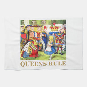 De koningin van het hart zegt: "Queens Rule!" Theedoek