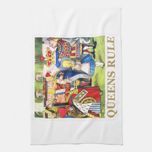 De koningin van het hart zegt: "Queens Rule!" Theedoek (Verticaal)