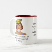 De koningin van koffie - ik ben niet verslaafd... tweekleurige koffiemok (Voorkant links)