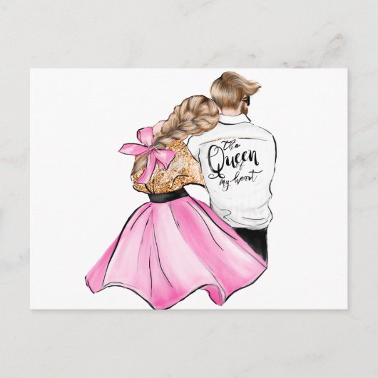 De koningin van mijn hart-valentijnsechtpaar uit l briefkaart (Voorkant)