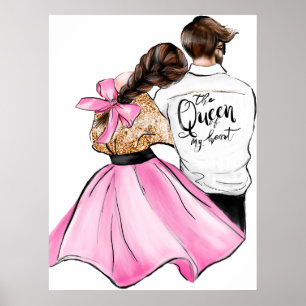 De koningin van mijn hart-valentijnsechtpaar uit l poster
