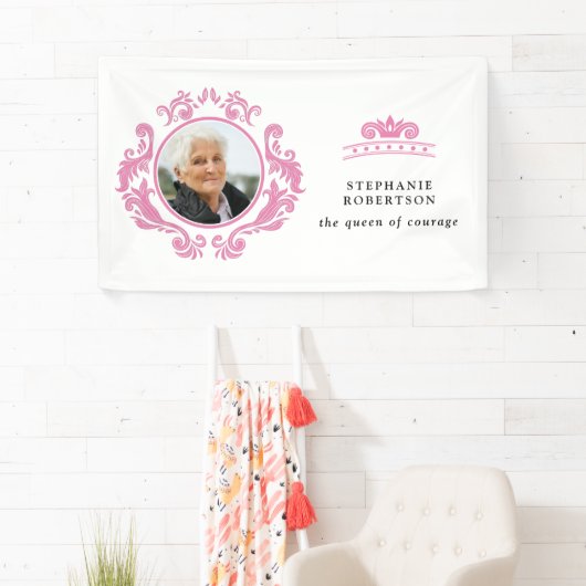 De Koningin van Moed Borstkanker Roze Foto Naam Spandoek (Insitu)