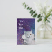 DE KONINGIN VAN WITTE KATTEN, MONOGRAM Blauw parel Visitekaartje (Staand voorkant)