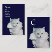 DE KONINGIN VAN WITTE KATTEN, MONOGRAM Blauw parel Visitekaartje (Voorkant / Achterkant)