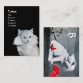 DE KONINGIN VAN WITTE KATTEN, MONOGRAM Rood, parel Visitekaartje (Voorkant / Achterkant)
