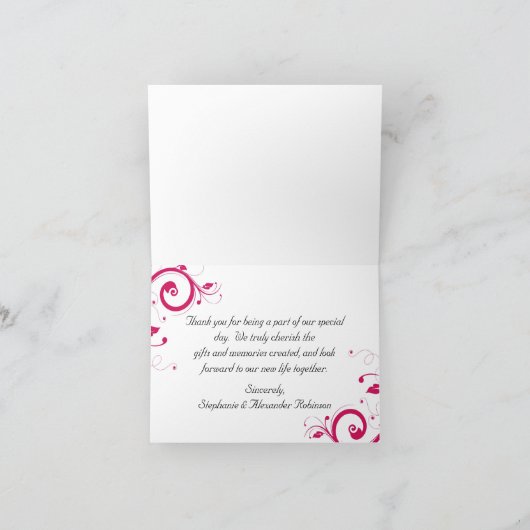 De koningsblauwen/de Fuchsiakleurig Werveling Bedankkaart (Binnen)