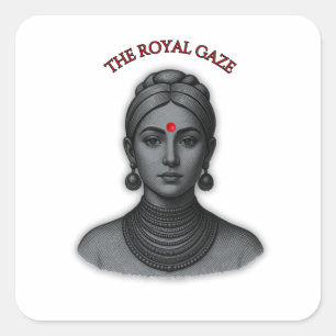 De Koninklijke Blik - Indiase Koningin Lijnkunst Vierkante Sticker